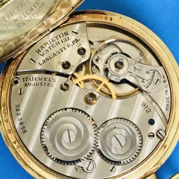 Hamilton Pocket Watch Knights of Columbus 14k Gold Pin & 14k GF Runs